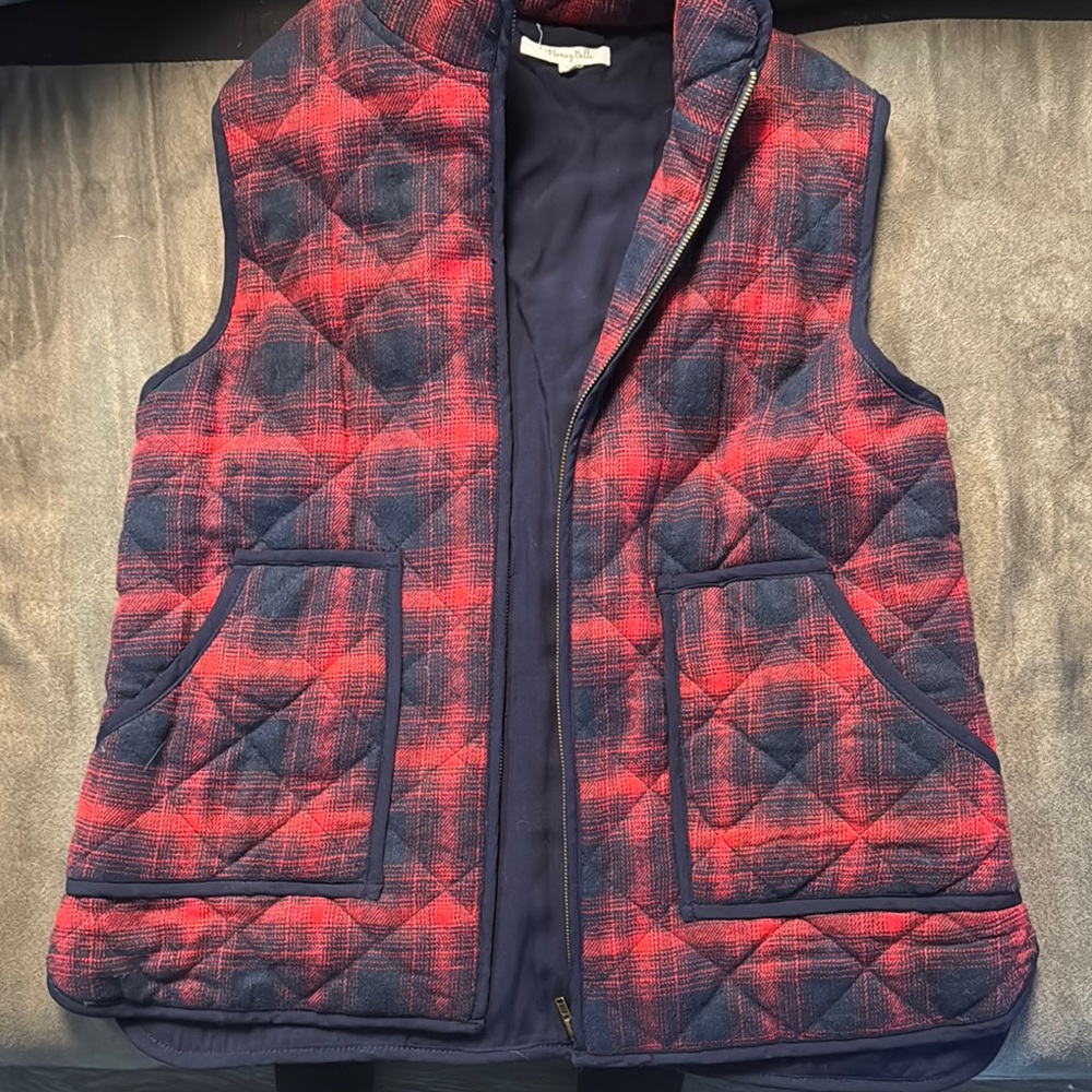 Red and Blue Plaid Quilted Vest